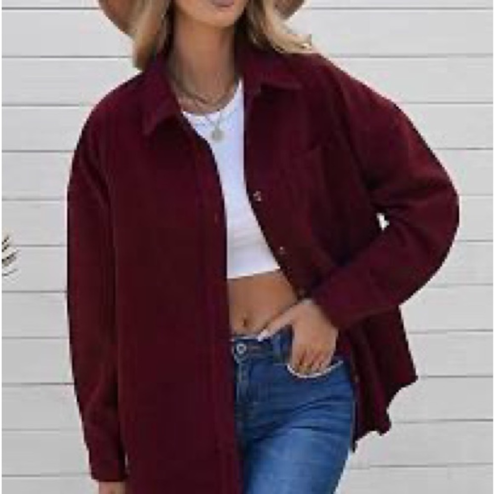 Boohoo Maroon Corduroy Jacket